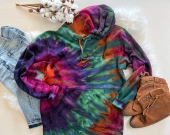 Hand dyed tie dye hoodie / Tie dye hooded sweatshirt / Tie dye hoody / Gift for her / Gift for him