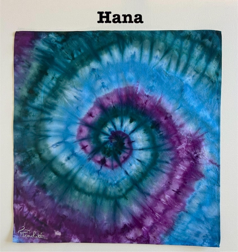 Pañuelo teñido a mano con técnica tie-dye - Pañuelo de algodón colorido - 22x22 Hana