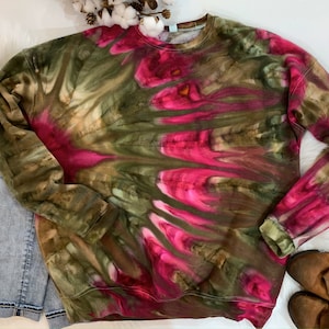 L-Tie dye crewneck sweatshirt / Tye dye sweats / Tie dyed fleece top / Size Unisex Large