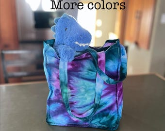 Individually hand dyed tie dye tote:  grocery bag, school bag, purse