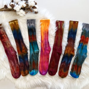 Hand dyed socks / Size 11-13 / Tie dye footwear / Ice dye socks / Gift for him / Gift for her