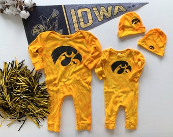 18 Months-Iowa Hawkeyes baby one piece outfit / Tie dye Hawkeye baby clothes / Tye dye gift for baby / Iowa Hawkeye baby