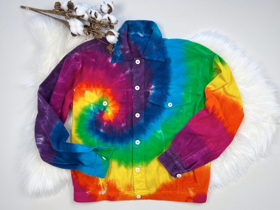 Tie Dye Women's Jean Jacket Rainbow Jean Jacket Tye 
