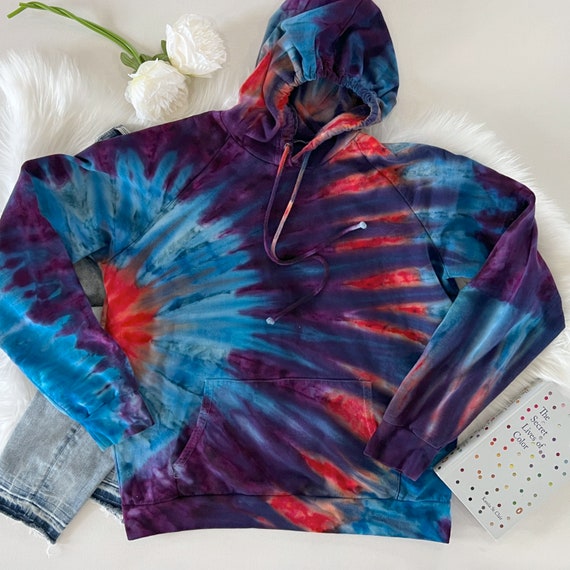 JR. Xl hand Dyed Hoodie tie Dye Hooded Sweatshirt Tye Dye Hoody Gift for Her Size Junior Women s XL10 12 Etsy