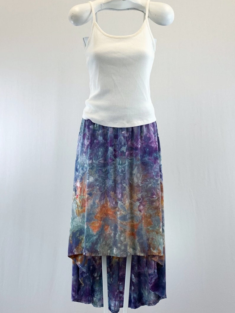 16-18 XL-Stunning sunset inspired ice dye hi lo skirt X-Large tie dye skirt