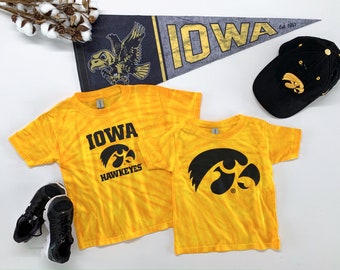 Toddler Iowa Hawkeyes tie dye t-shirt / Iowa tie dyed tee shirt / Toddler short sleeve tye dye tee