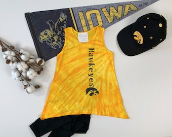 Iowa Hawkeyes tie dye tank top / Girl's tye dye top / Iowa asymmetrical shirt / Young ladies tie dyed top