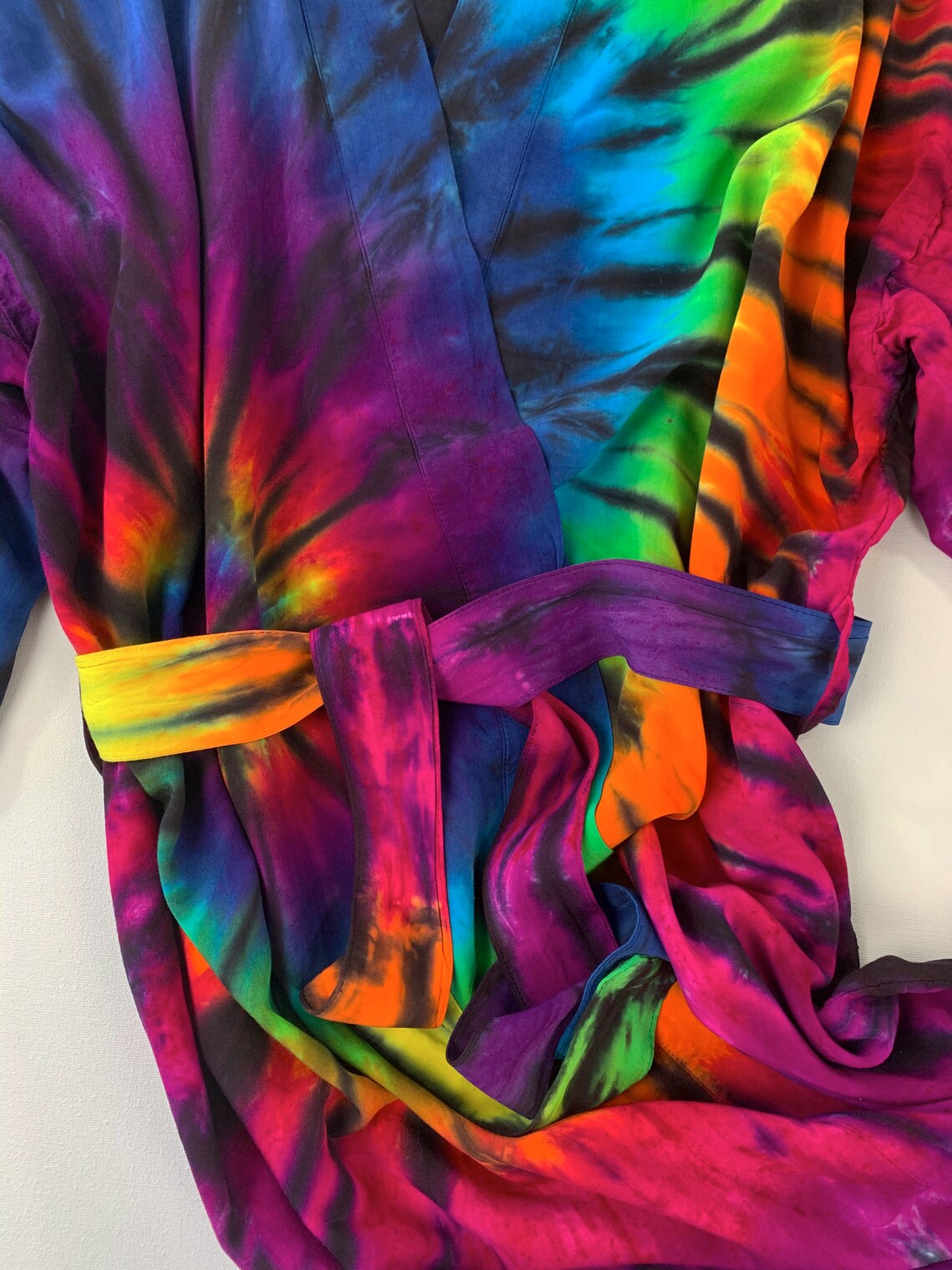 Hand dyed tie dye robe 100 rayon long belted robe tie dye Etsy