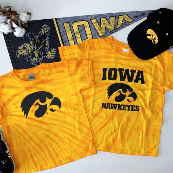Youth tie dye Iowa Hawkeyes t-shirt / Iowa tye dye tee shirt / Hawkeyes tie dyed t shirt / Gift for her / Gift for him
