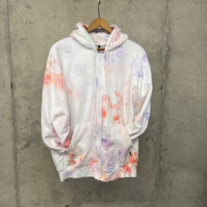 SM-Clearance ice dye hooded sweatshirt / Tie dye zipped sweatshirt / Size unisex Small