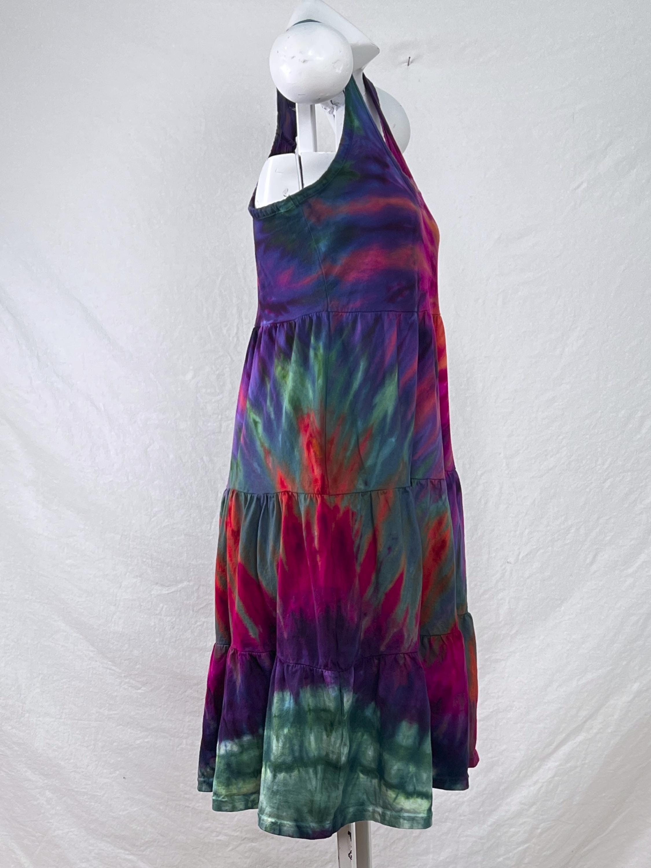 Tie Dye Summet Dreasez Hand Dyed Tie Dye Dress / Tye Dye Summer Dress / Tie Dyed Festival ...