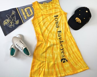 Iowa Hawkeyes Tie Dye Dress: Rhinestone A-Line Cotton Apparel