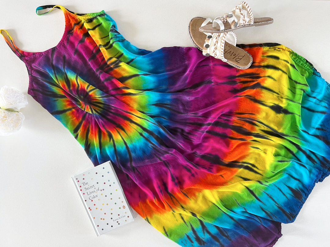 Ladies Lagenlook Drape Tie Dye Maxi Dress main image 0