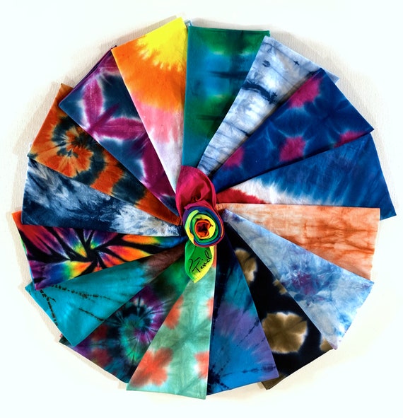 Hand-Dyed Tie Dye Bandana - Colorful Cotton Scarf