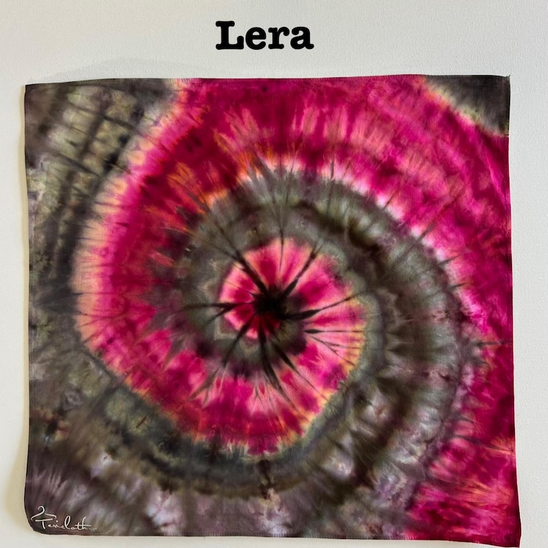 Pañuelo teñido a mano con técnica tie-dye - Pañuelo de algodón colorido - 22x22 Lera