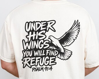 Psalm 91 Comfort Colors® Christian Shirt, Religious Shirt, Faith T Shirt, Inspirational Shirt, Jesus Bible Verse Tee, Shirt for Women