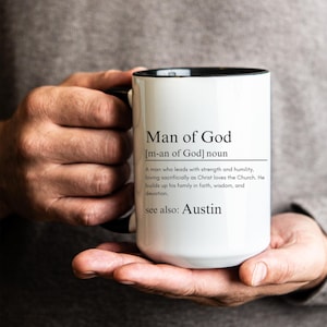 Personalized Christian Mug for Men, Religious Gift, Father’s Day Coffee Cup, Faith-Based Dad Gift, Pastor Gifts, Retirement Gift, Man of God