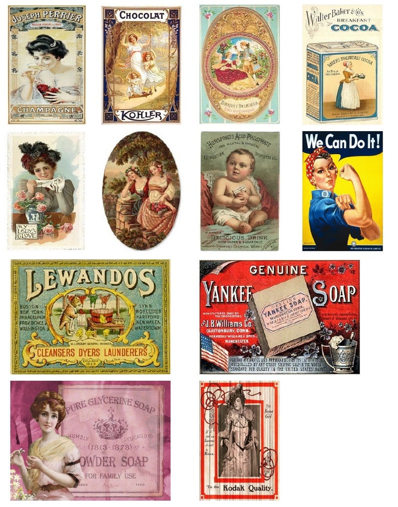 vintage advertisements printable planner stickershappy etsy