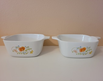 Lot 2 Corning Ware Wildflower P-43-B  Casserole Dishes 2 3/4 Cups