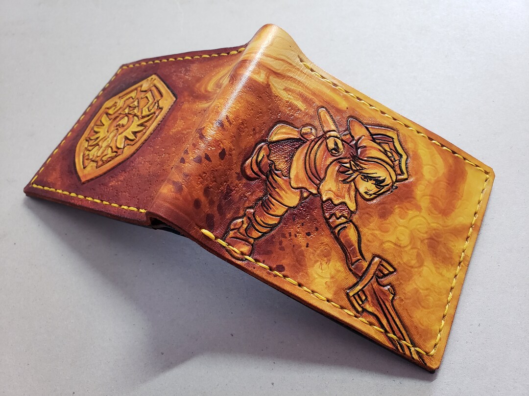 Brown Powered up Sword Hyrule Shield Leather Wallet- Leather Bifold ...