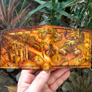 Age Of Empires  leather wallet- brown version - Leather Bifold Wallet - Handcrafted Wallet - isometric