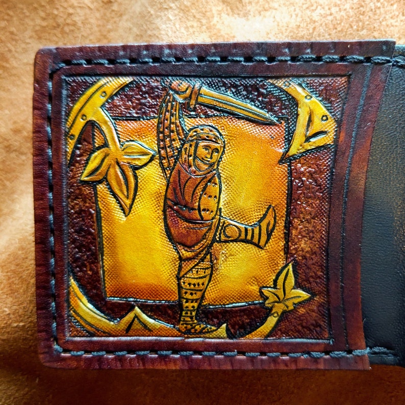 Knight Wallet Marginalia Medieval Knights - Leather Wallet- Dark Brown and Ivory ...