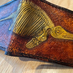 Icthyasaur Fossil gold version - Leather Bifold Wallet -