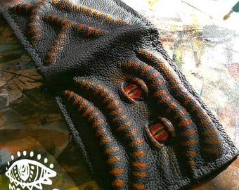 Enderman eyes - Necromonicon - demon eyes - Leather wallet.