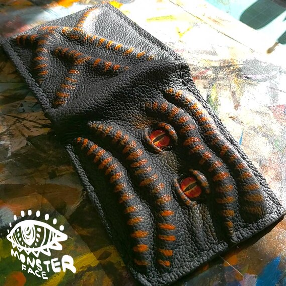 Enderman Eyes - Necromonicon - Demon Eyes - Leather Wallet. - Etsy