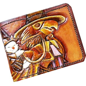 Moogle Mage - Portafoglio bifold in pelle - Portafoglio ispirato a Final Fantasy realizzato a mano -