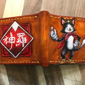 Cait Sith Shinra - Bi fold leather wallet - FF7 -