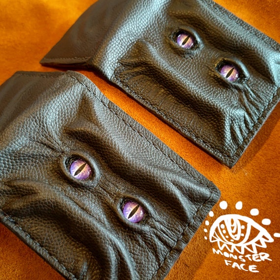 Set of Two Purple Eyes Grumpy and Happy Schmuggle Face Leather