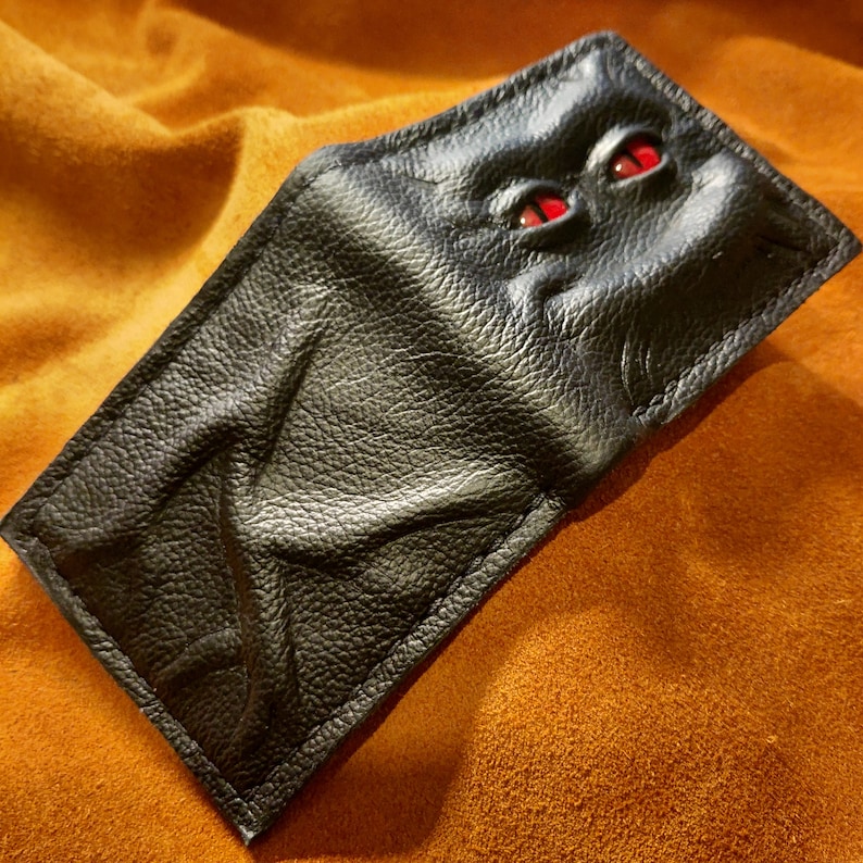 Enderman eyes Shmuggle face Necromonicon demon eyes Leather wallet. image 3