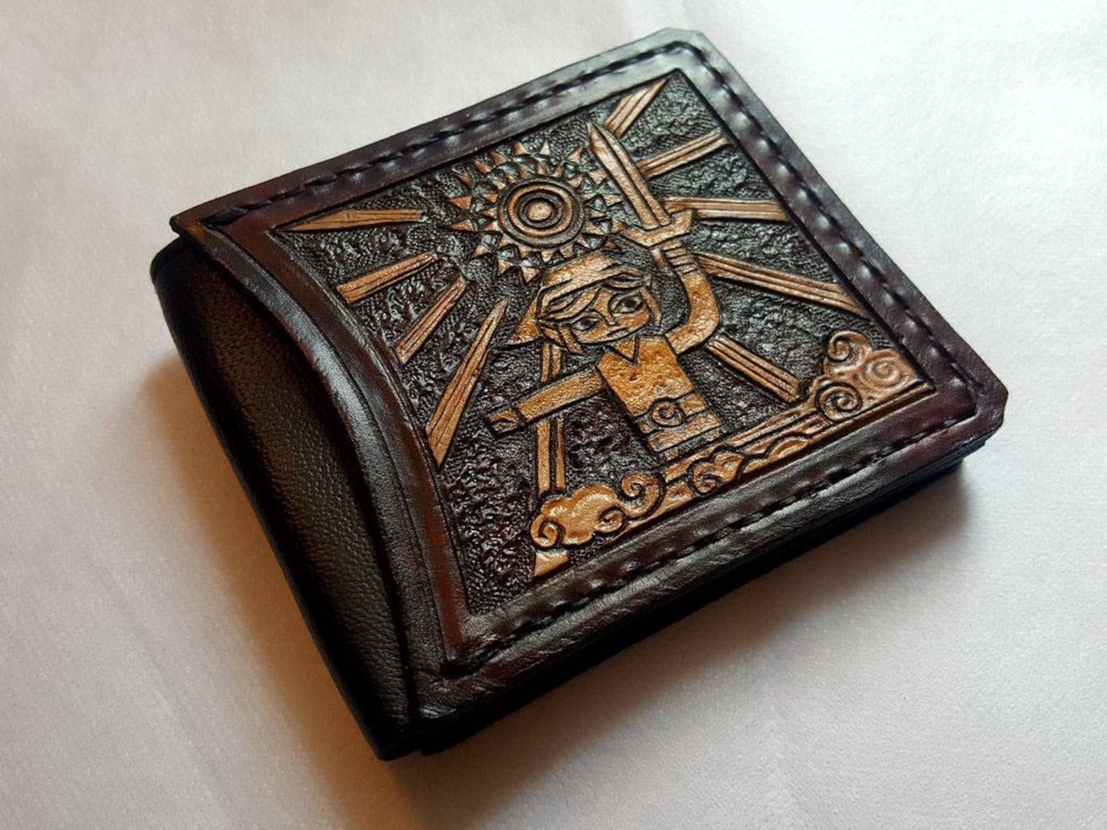 Wind Waker Leather Wallet Dark Brown and Ivory Colour Etsy