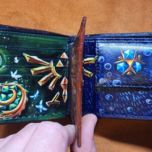 Portefeuille en cuir Holy Relics Majoras Mask - Portefeuille à deux volets en cuir - Portefeuille Legend of Zelda fabriqué à la main - Portefeuille Link
