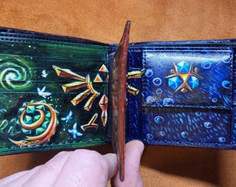 Holy Relics Majoras Mask leather wallet - Leather Bifold Wallet - Handcrafted Legend of Zelda Wallet - Link Wallet