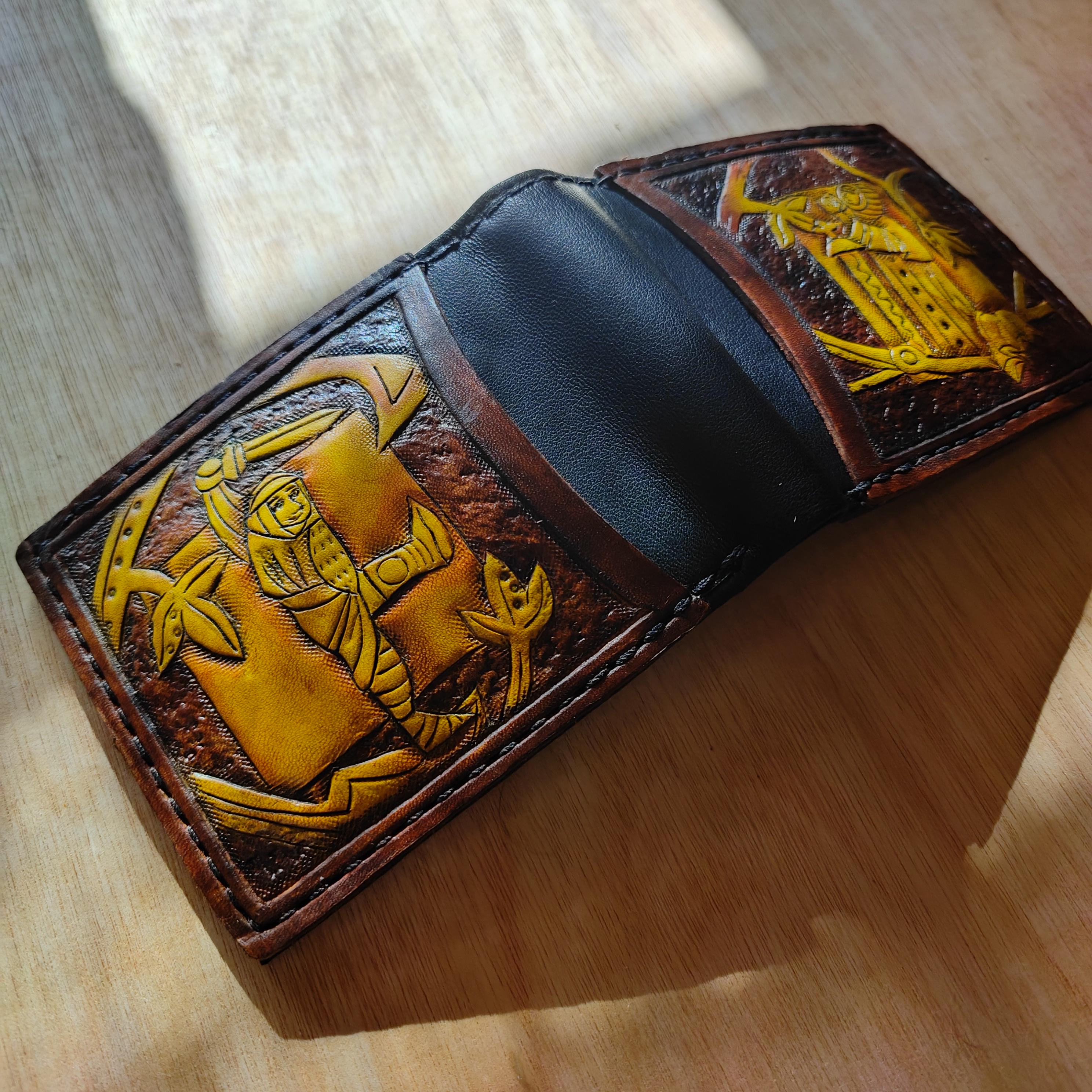 Knight Wallet Marginalia Medieval Knights - Leather Wallet- Dark Brown and Ivory ...