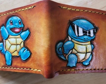 Squirtle Squad Leather Bifold Wallet Handcrafted Wallet Etsy Finland