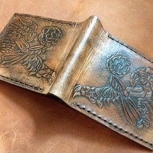 Ancient Chozo - bruin - leren portemonnee - handgemaakte portemonnee -