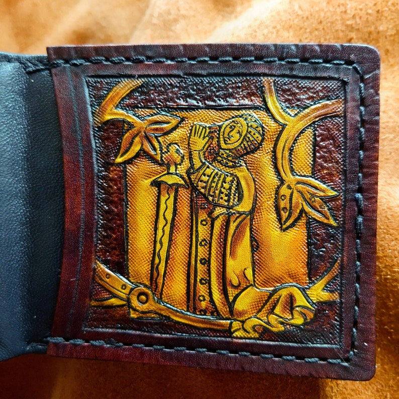 Knight Wallet Marginalia Medieval Knights - Leather Wallet- Dark Brown and Ivory ...