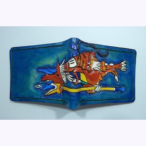 Freya Crescent - Blaue Version - Handgefertigte Final Fantasy inspirierte Leder Geldbörse -