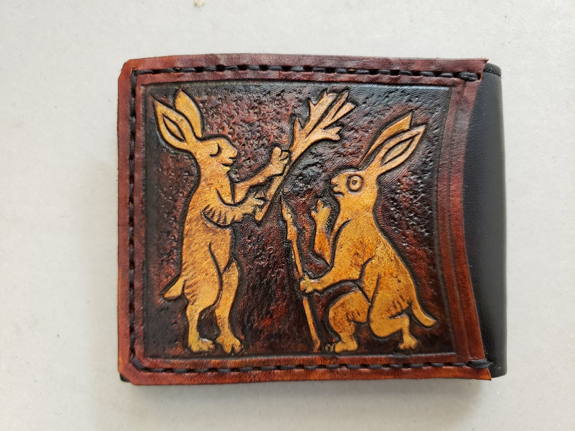 Marginalia Medieval Rabbits Leather Wallet Dark Brown and Etsy