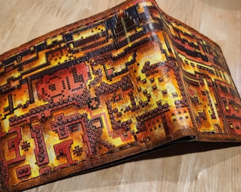 Links Awakening retro map wallet- hand carved leather wallet- Leather Bifold Wallet - Handcrafted Legend of Zelda Wallet - Link Wallet