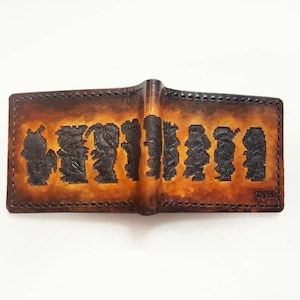 FF6 silhouette character sprites - Leather Bifold Wallet - Handcrafted Final Fantasy inspired Wallet -