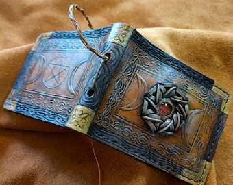 Spell book style wallet red gem version - Mystic - Leather wallet.