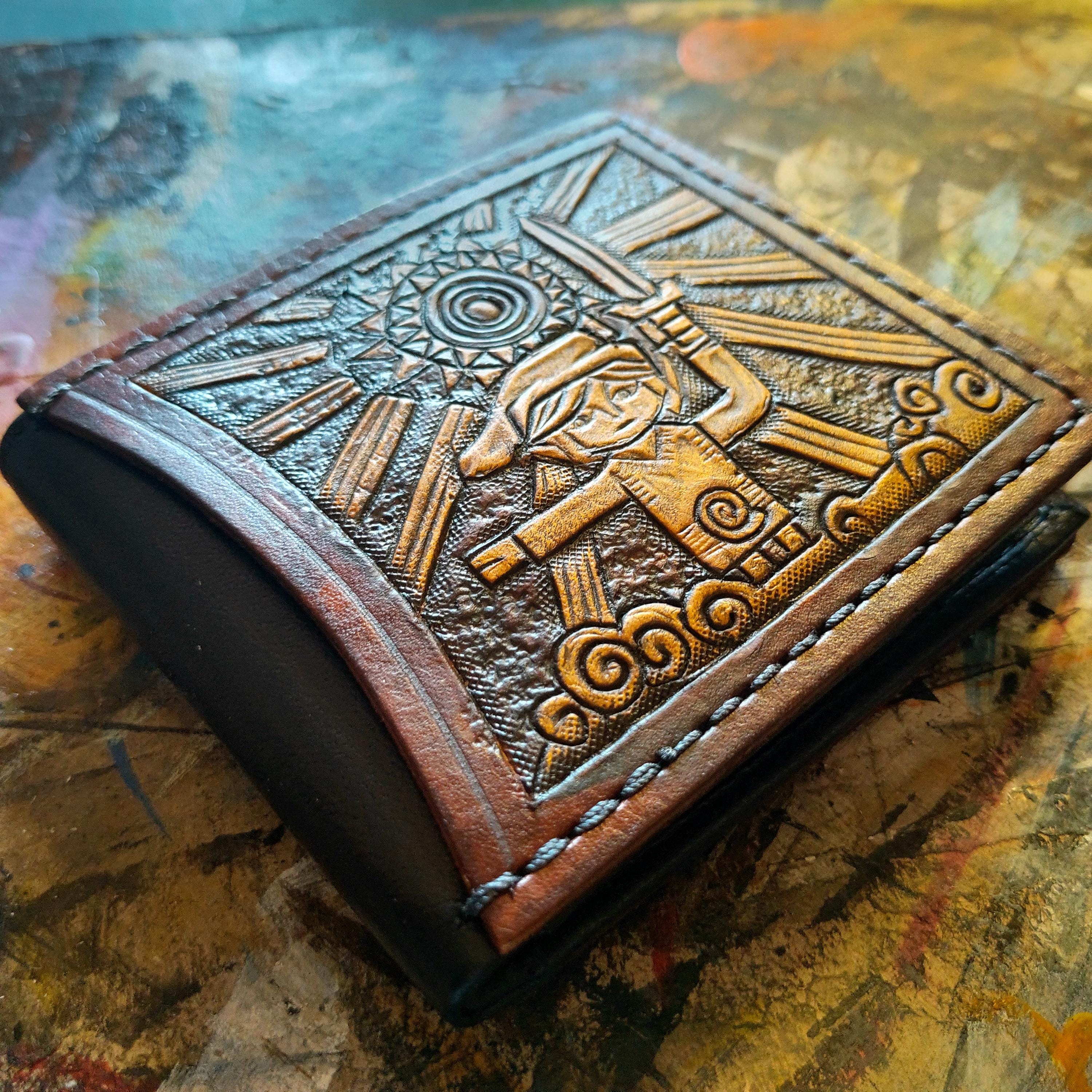 Wind Waker Leather Wallet- Dark Brown and Ivory Colour