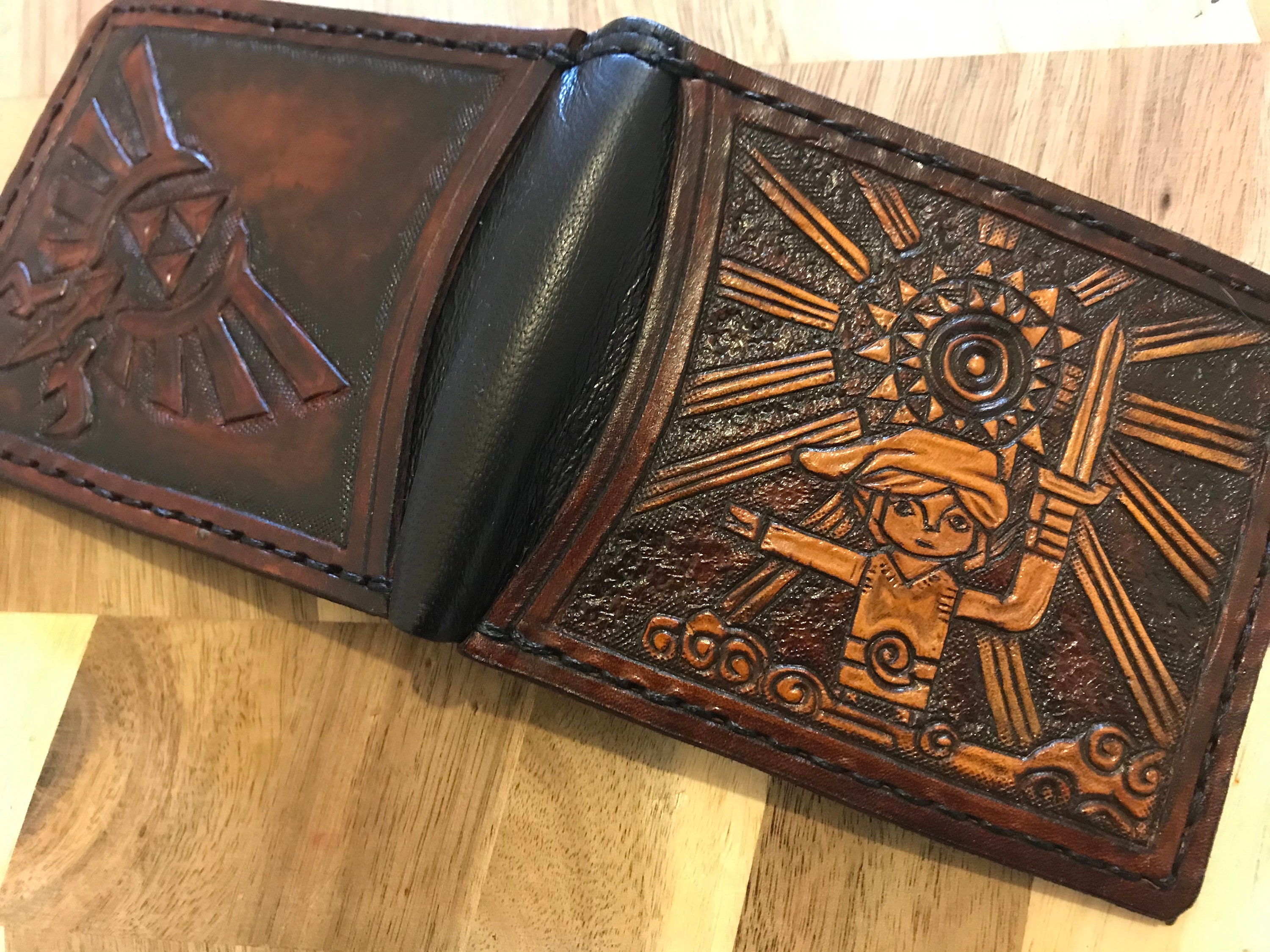 Wind Waker Hyrule Crest Leather Wallet Dark Brown and Ivory Etsy