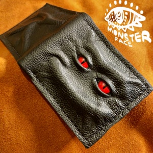 Enderman eyes Shmuggle face Necromonicon demon eyes Leather wallet. image 1