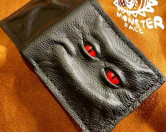 Enderman eyes - Shmuggle face - Necromonicon - demon eyes - Leather wallet.