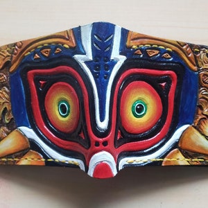 Cartera de cuero Make it Rain Majoras Mask - Cartera de cuero plegable - Cartera hecha a mano de Legend of Zelda - Cartera Link